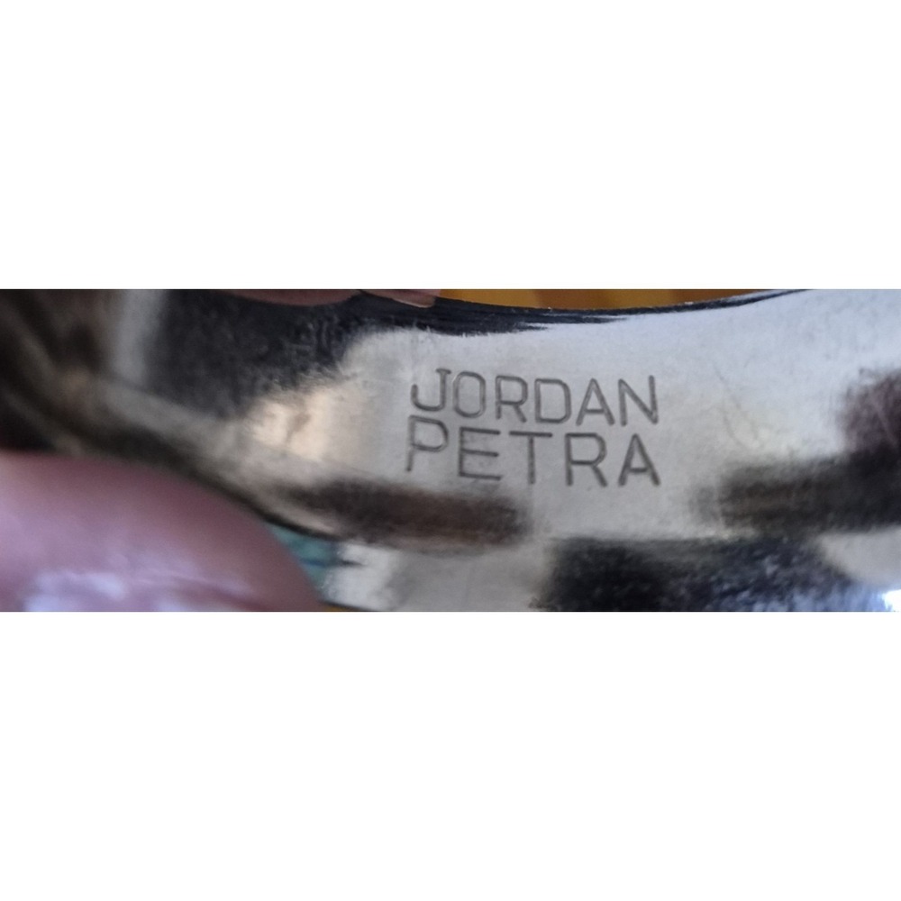 PETRA JORDAN Marked Silver Tone Wide Cuff Bracelet Etched Ancient Ruins - Picture 5 of 8